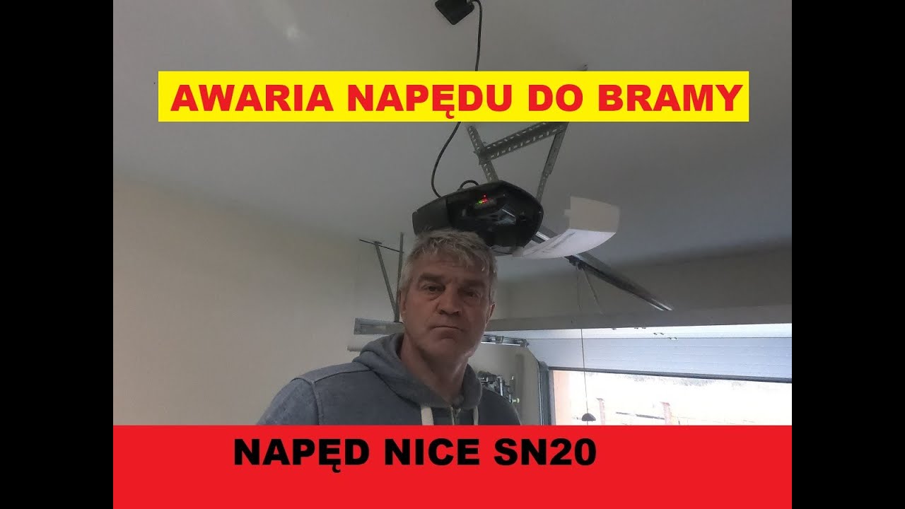 Awaria napędu w bramie garażowej  Nice SN20.