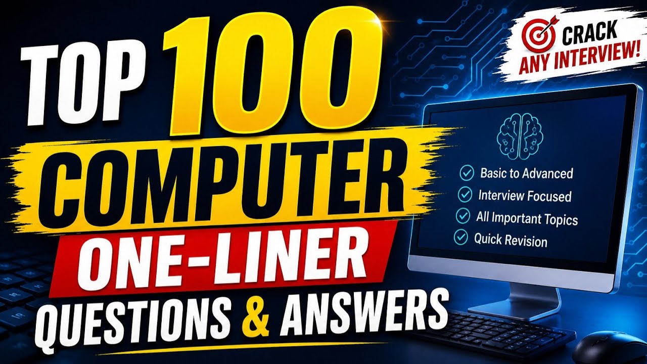 Top 100 Computer Questions Asked in Exams | One-Liner Questions & Answers