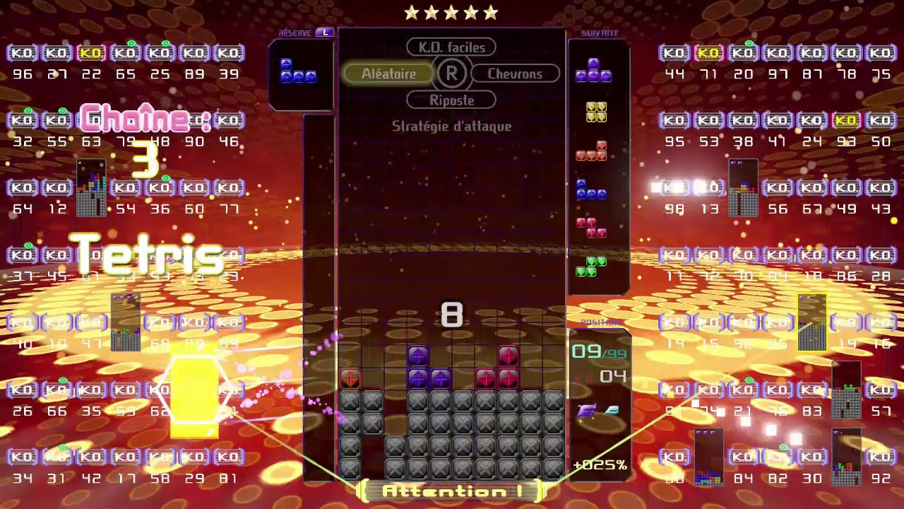 [Tetris 99] invictus snipe lobby #6: badge disadvantage fight with あれく(491 lines cleared)