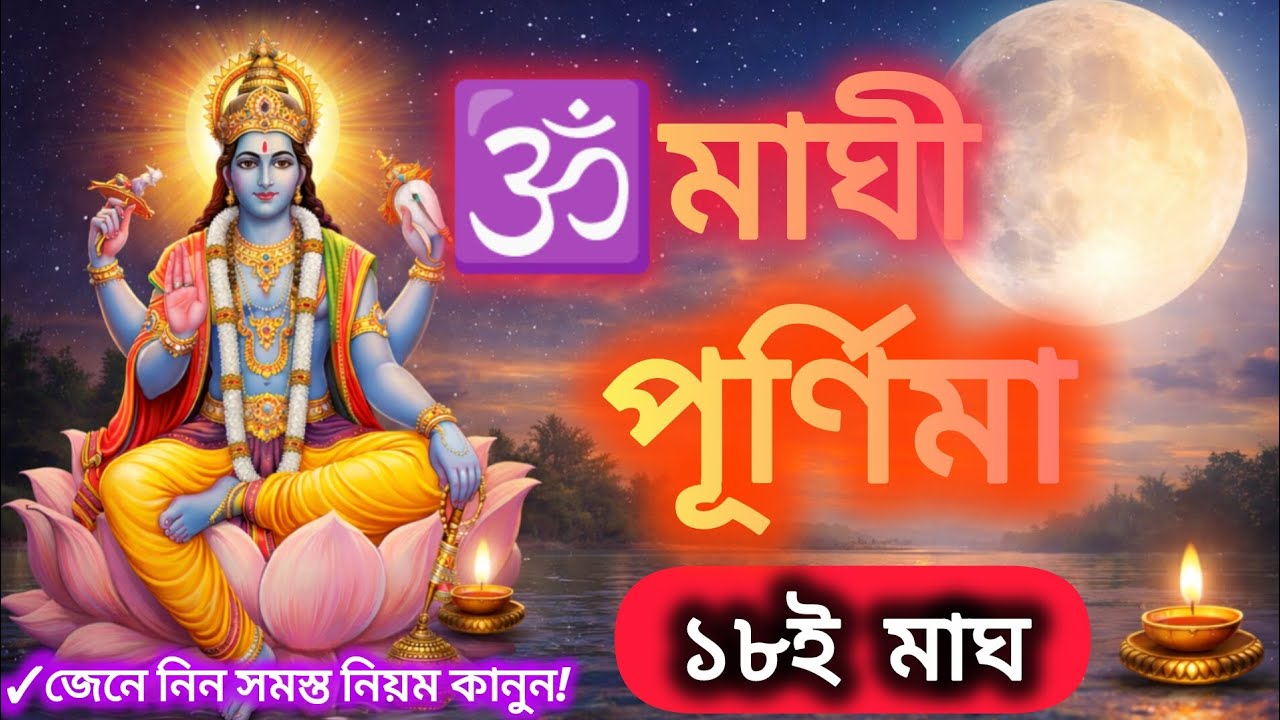 🕉️মাঘী পূর্ণিমা ১৮ মাঘ | Maghi Purnima 2026 | ব্রত বিধি, মাহাত্ম্য ও কি করলে পূণ্য লাভ হয়? 🙏📿🌺