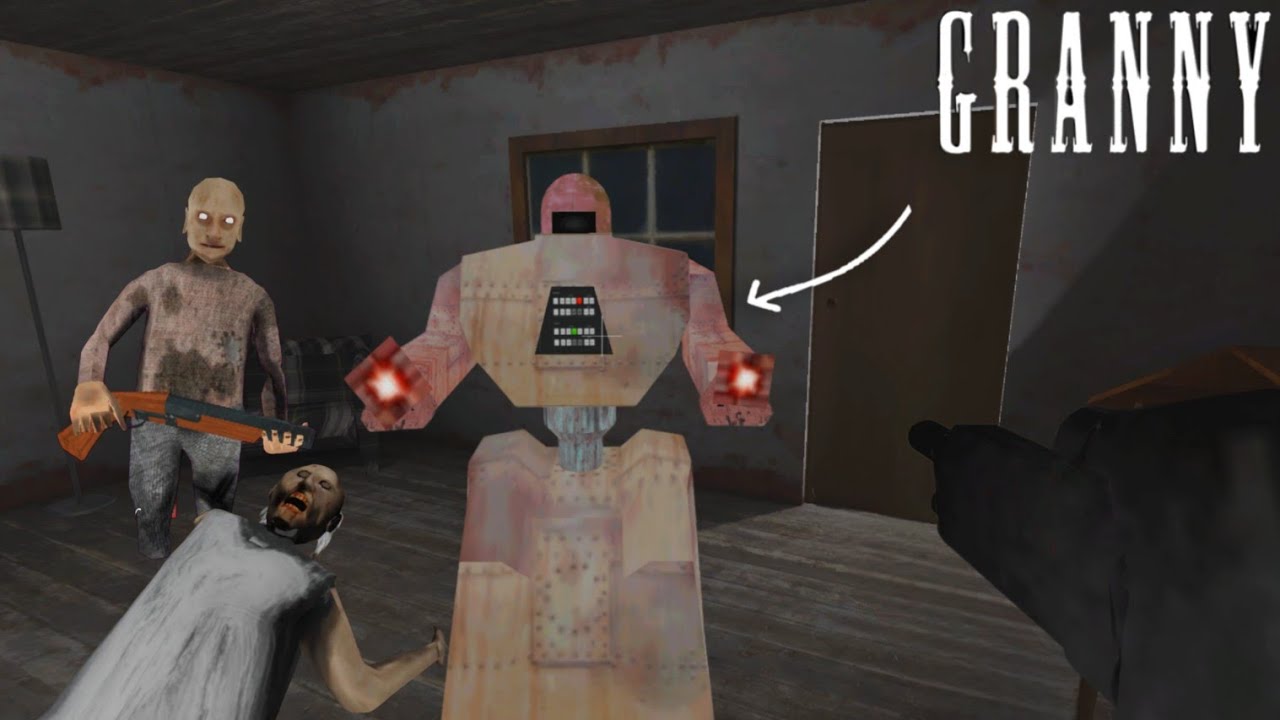 Granny with Rifle Gun and Robots with New Location in Granny Update