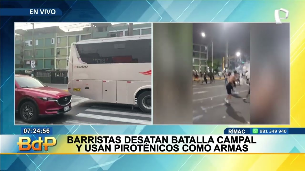 Batalla campal en el Rímac: barristas se enfrentan con pirotécnicos en plena vía pública