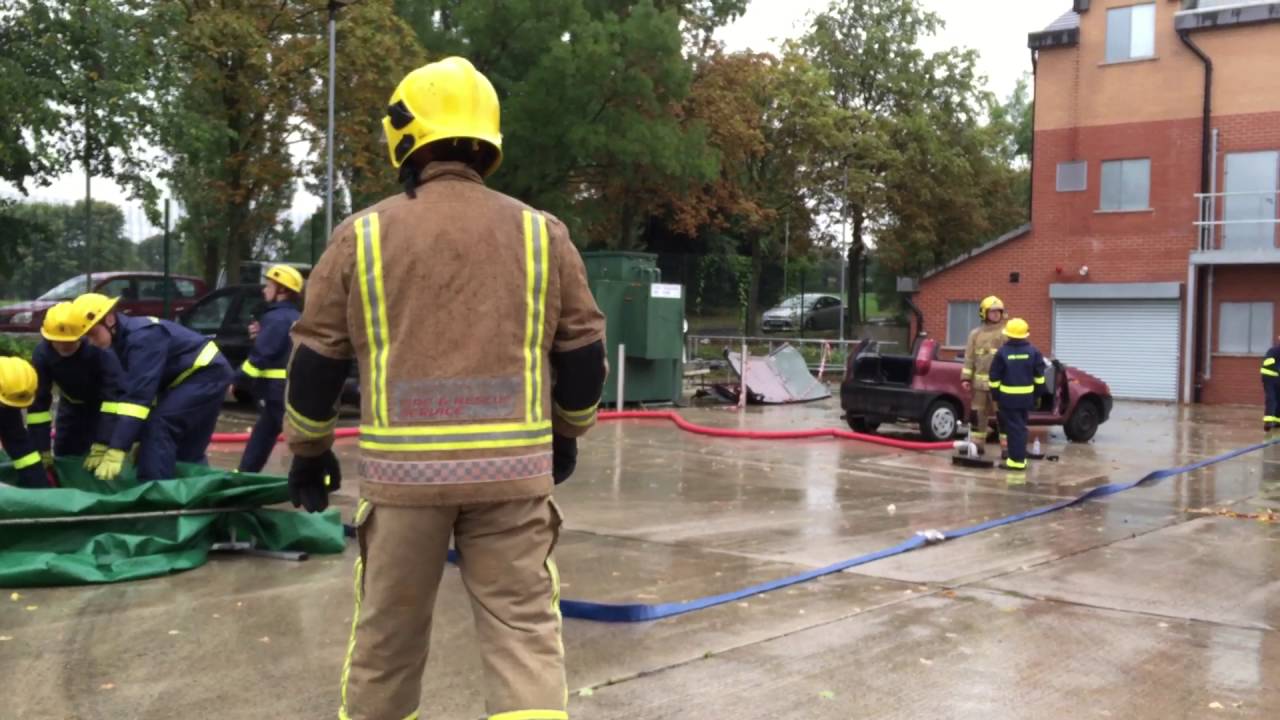 Gloucestershire Fire Cadets. Cinderford Cadets Demonstration at Gloucester South Fire Station.