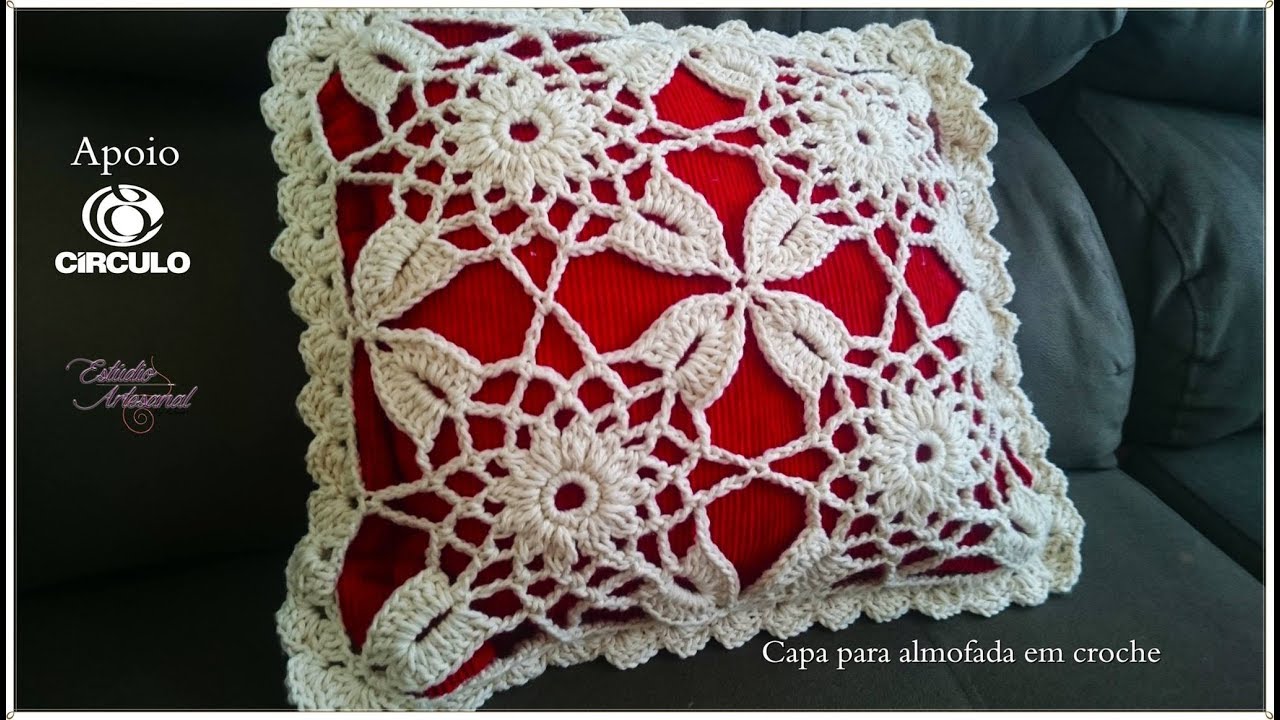 Capa para almofada em croche nivel facil