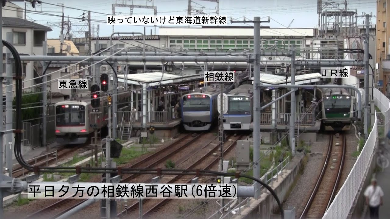 【6倍速】平日夕方の相鉄線西谷駅付近横浜側（字幕入り）