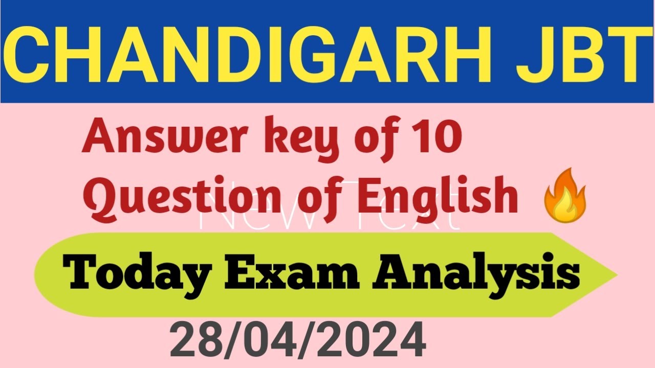 Chandigarh JBT/PRT Answer Key || English language || Exam Analysis