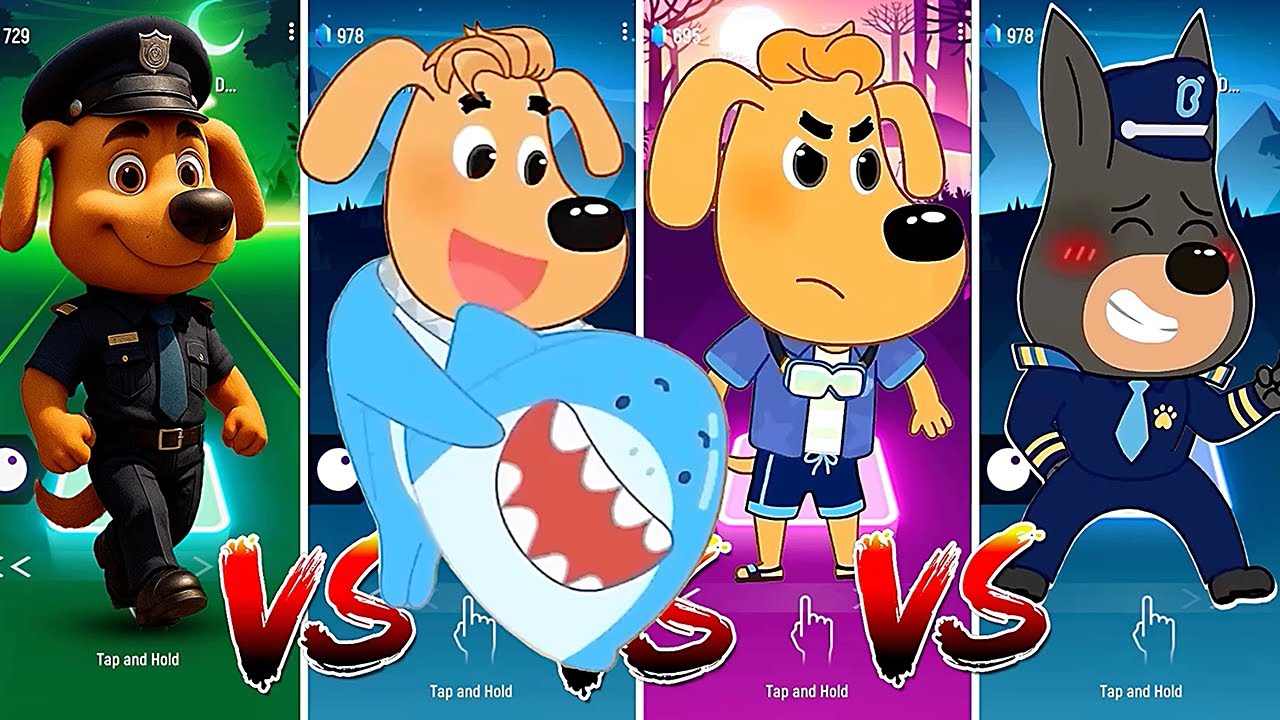 Sheriff Labrador Team 🐾🆚️ Sheriff Labrador Exe Team 👮‍♂️💥 Who Is the Best? 🎯  #tileshop #coffindance
