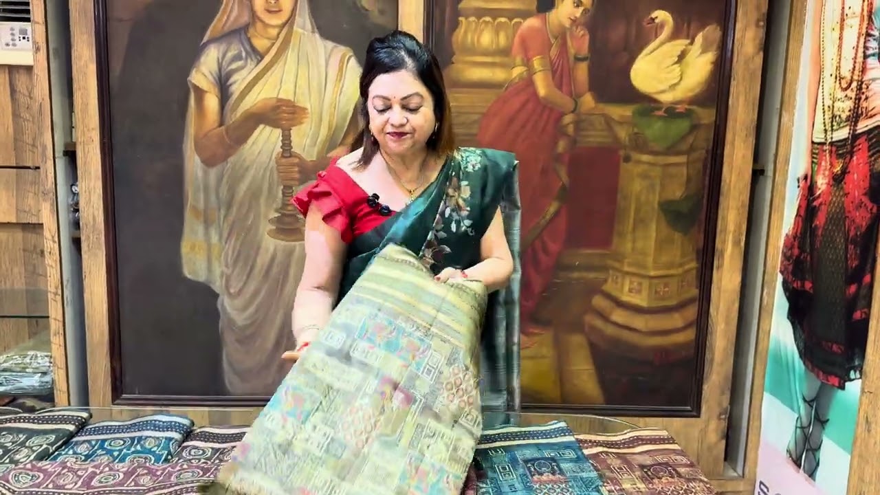 Ajrakh prints collections,For Order check caption Sakhee Saree, Ichalkaranji