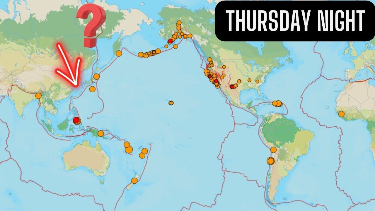 Latest Earthquake report. Unusually quiet Taiwan towards Japan. Thursday Night.