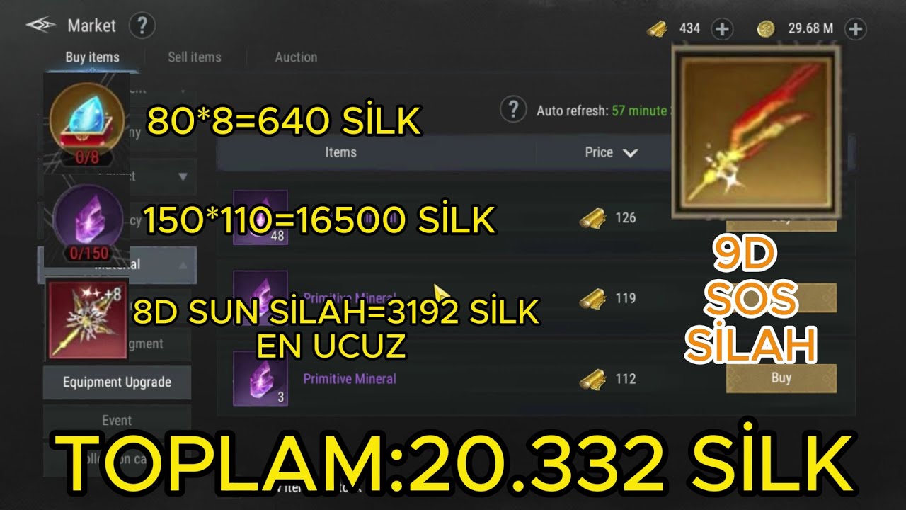 SİLKROAD ORİGİN MOBİLE UPGRADE 8D SUN İTEMDEN-  9D SOS İTEM YAPMA