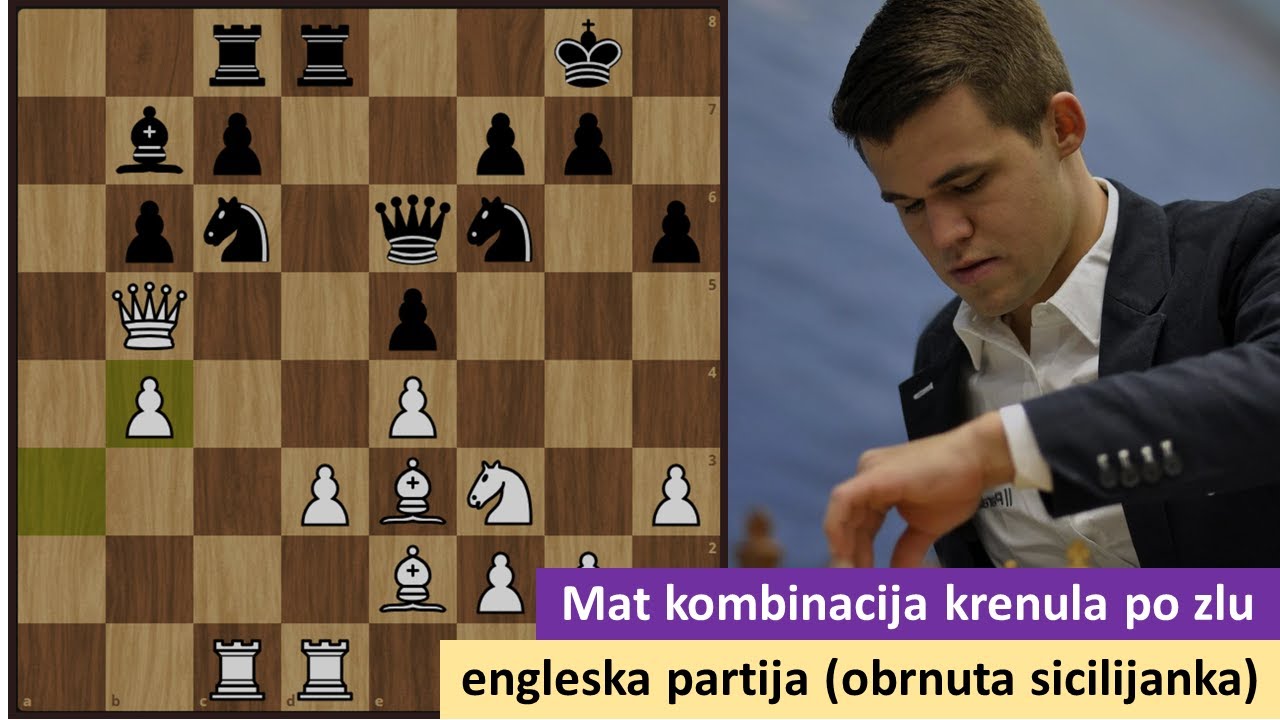 Magnus Karlsen - mat kombinacija krenula po zlu - engleska partija (obrnuta sicilijanka)