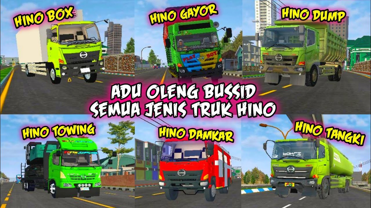 YANG GEDE NGAWUR DULU.😂 K0MP1L4SI ADU 0L3NG BUSSID SEMUA JENIS TRUK HINO || AUTOO GULING.!