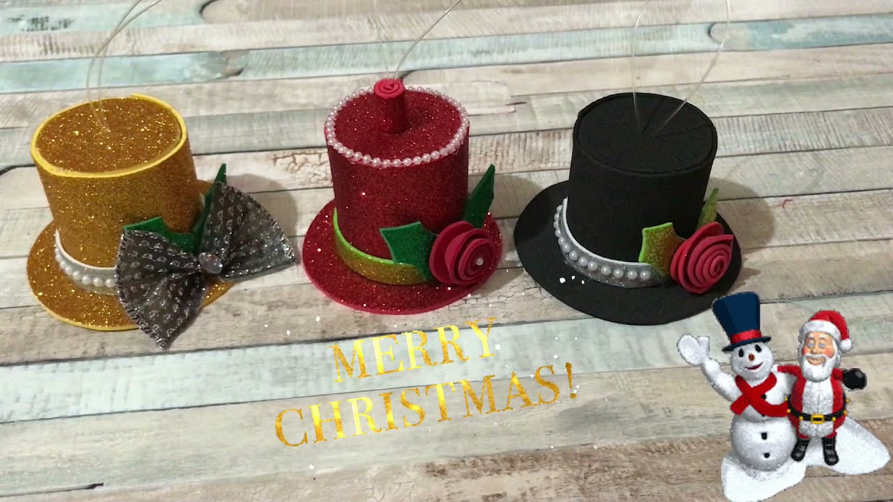 🌲Como hacer mini sombreros decorativos para navidad/ornamentos