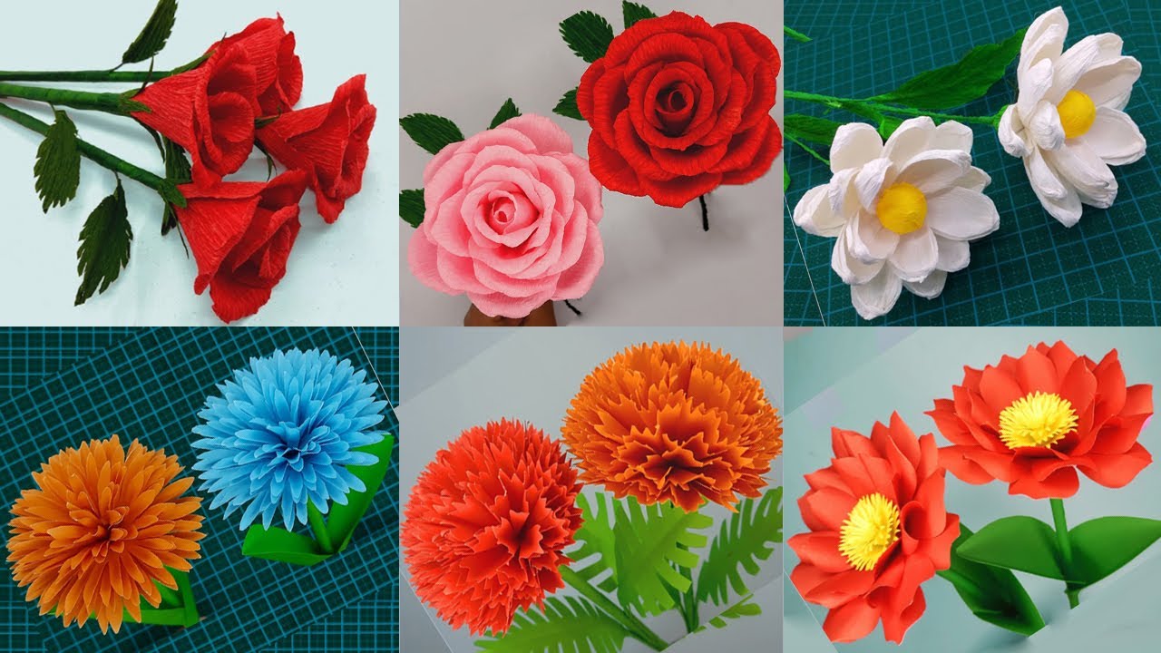 6 Easy Paper Flowers Most Views on Youtube Channel | DIY Flowers | Home Decor | Paper Craft