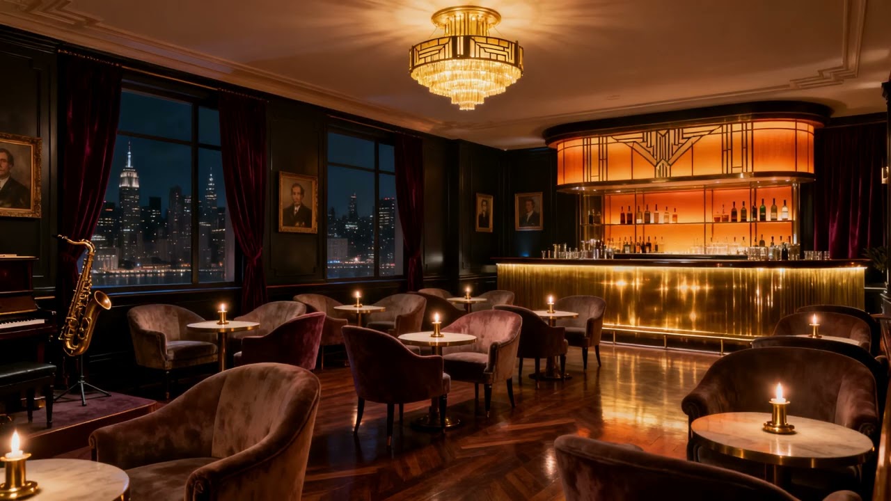Cozy 1940s Vintage Jazz Lounge – Warm Night Ambience for Relaxation