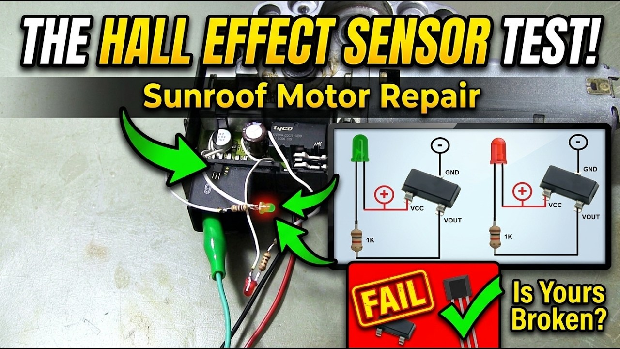 THE HALL EFFECT SENSOR TEST. (Repair of sunroof motor electronic circuit board.)