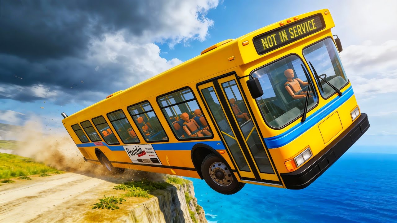 Bus vs cliff edge drop crash 😱💥 | Beamng drive #25 !