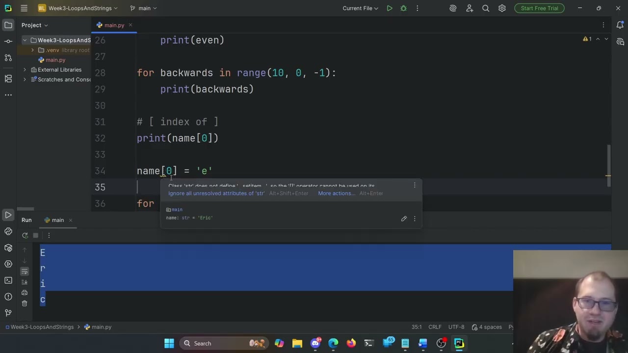 CIS 298 - Введение в Python - Зима 2026 - Итерации и строки