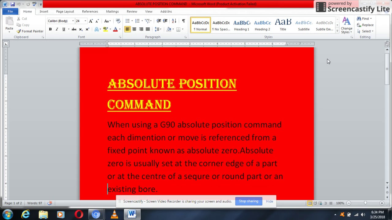 Absolute position command in CNC machine