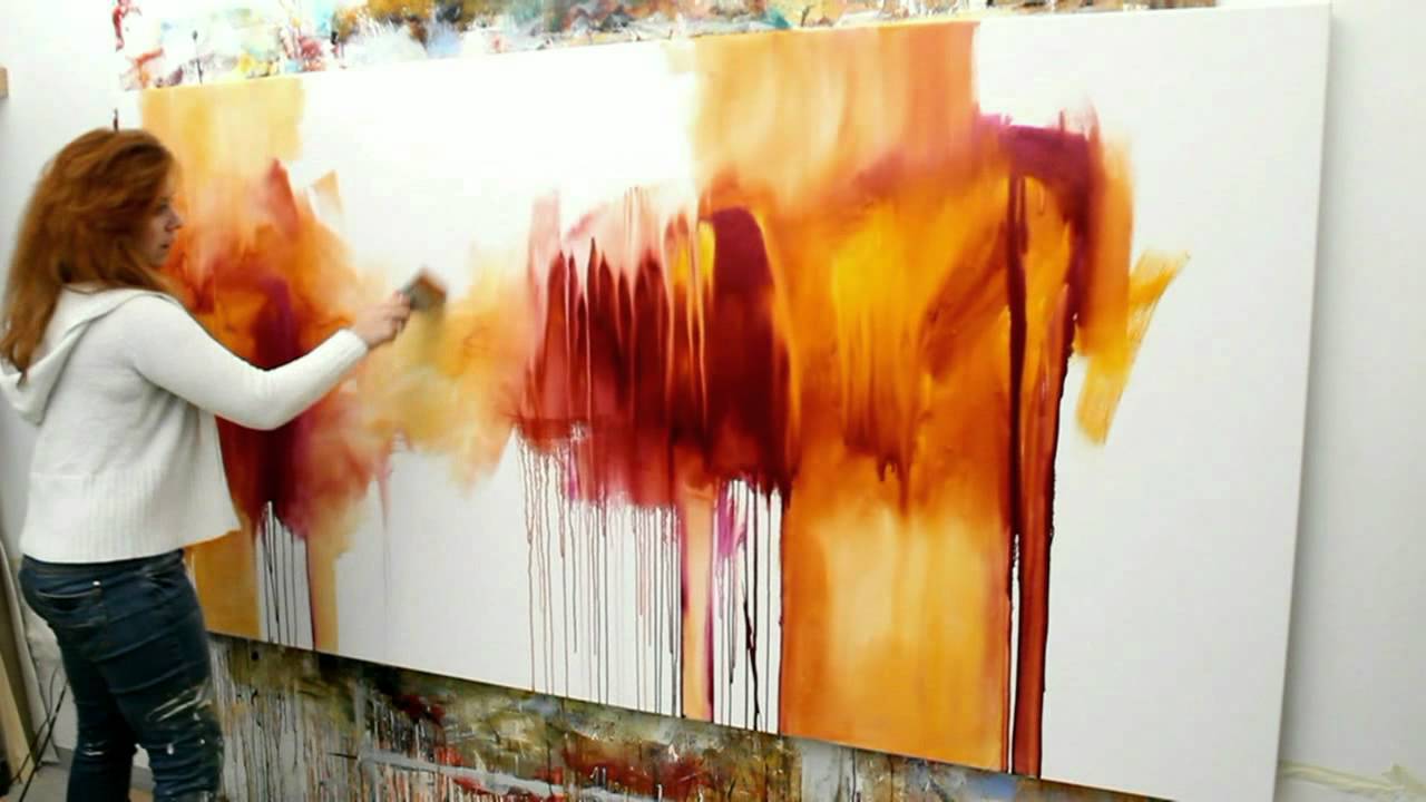 Abstract acrylic painting Demo - Abstrakte Malerei 