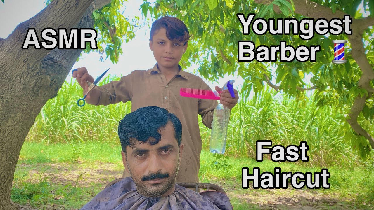 ASMR youngest Barber 💈 In the world 🌍 fast haircut 💇‍♂️ 