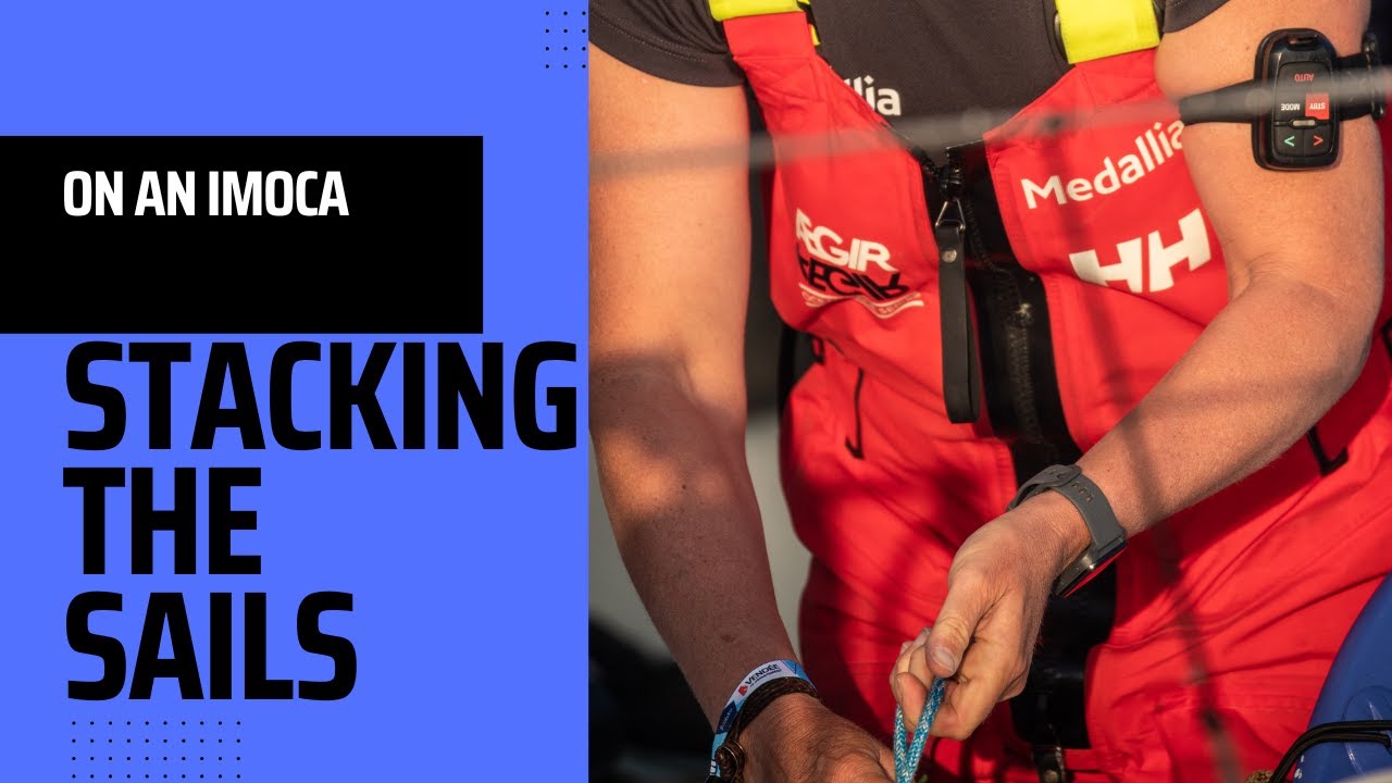 Stacking the sails on an IMOCA