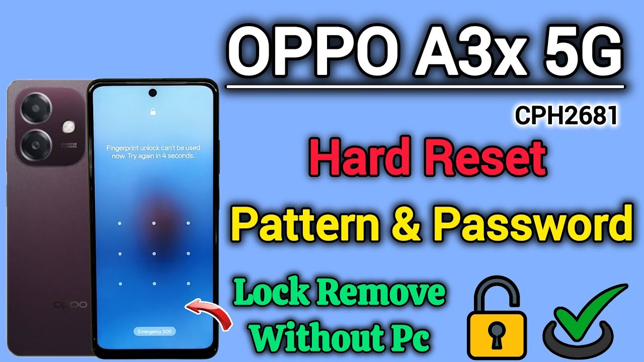 OPPO A3x 5G (CPH2681) || Hard Reset || Pattern Unlock || Password Lock Remove || Without Pc || 2025.