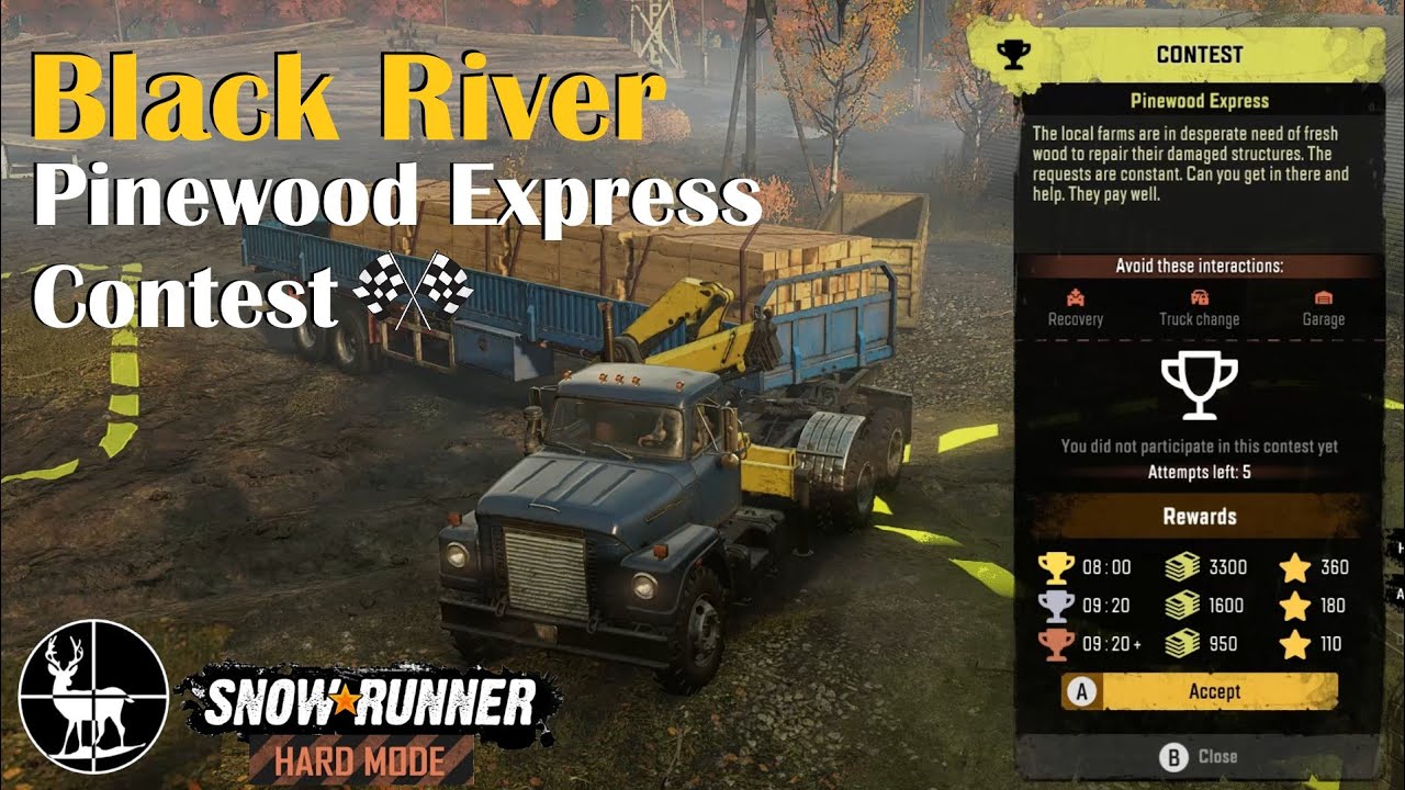SnowRunner Hard Mode ⚠️ Pinewood Express Contest ⚠️ Black RIver S0EP86
