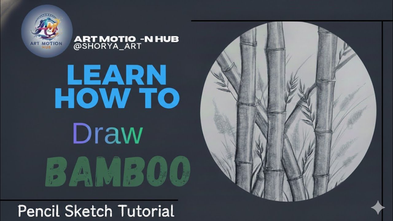 Learn how to draw Bamboo art. pencil sketch tutorial step by step.