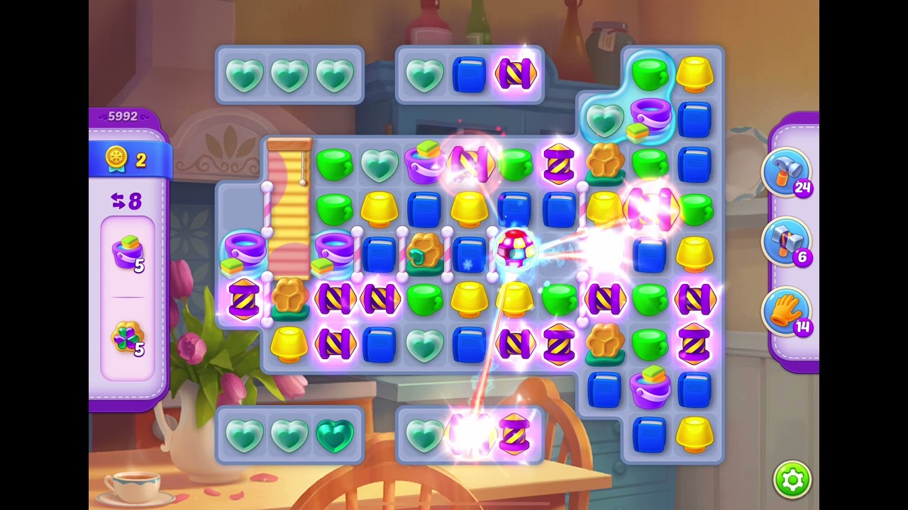 HomeScapes Level 5992 no boosters (21 moves)