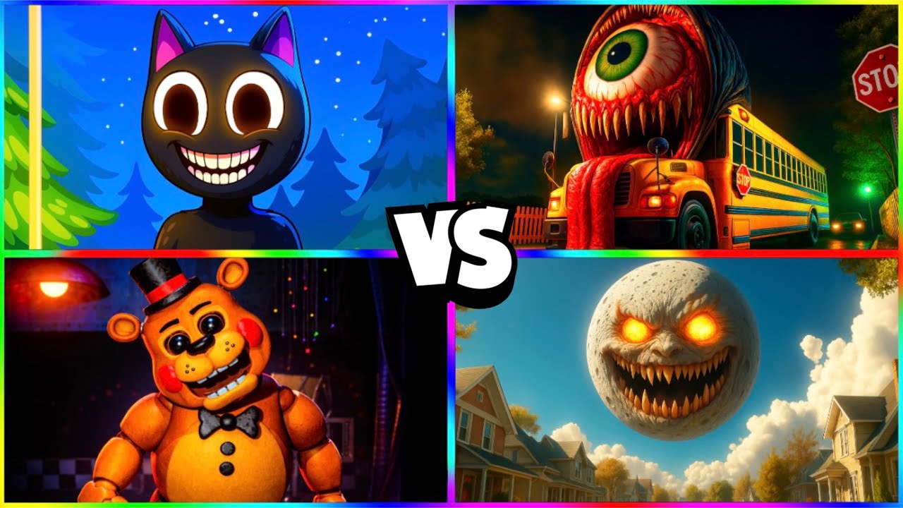 CARTOON CAT ⚔️ MONSTER SCHOOL BUS ⚔️ FREDDY FAZBEAR ⚔️ MONSTER MOON | TILES CLASH