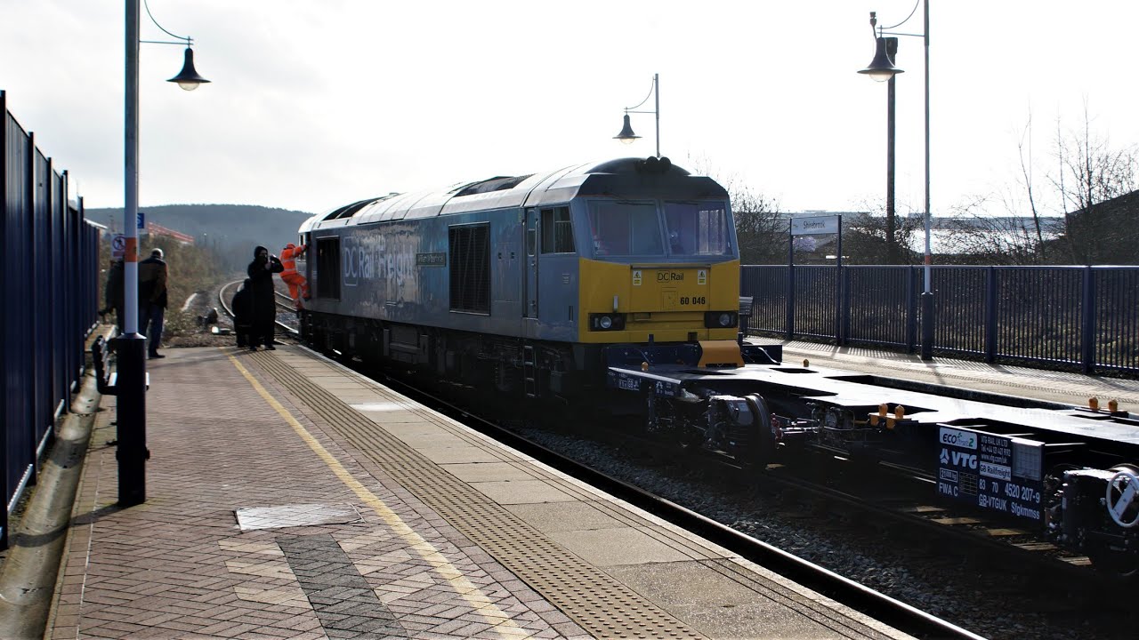 DC Rail Freight Class 60 with Flat Wagons using the Shirebrook Crossover | 15th February 2021