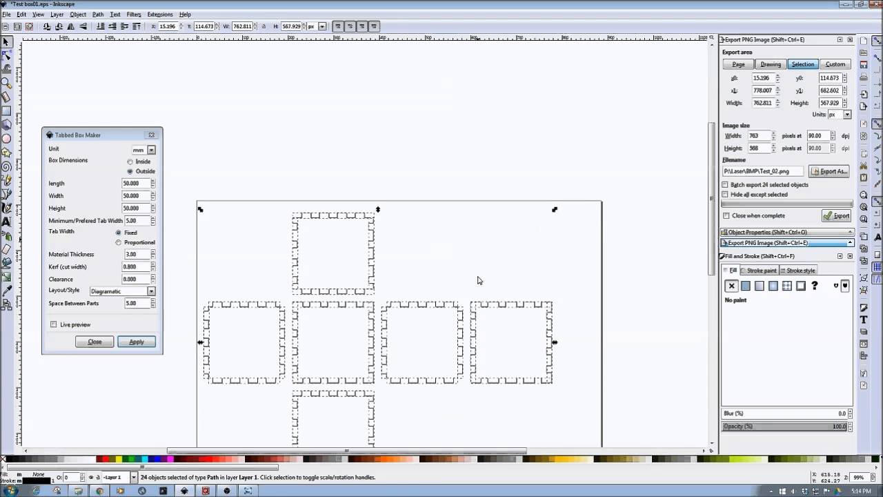 Inkscape Laser Tutorials -  Using the Tabbed Box Extension