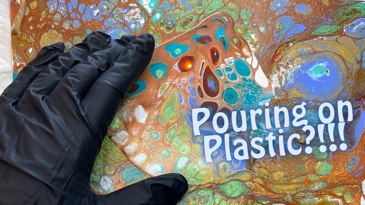 Acrylic Pour Painting Experiment with Craft Plastic-You will be surprised by the result!