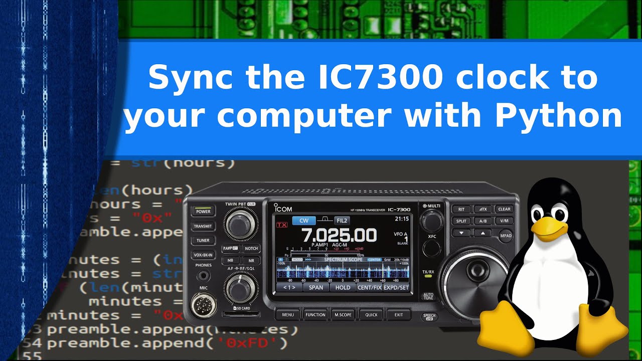 Ham Radio и Linux &mdash; синхронизируйте часы IC-7300 с компьютером с помощью Python