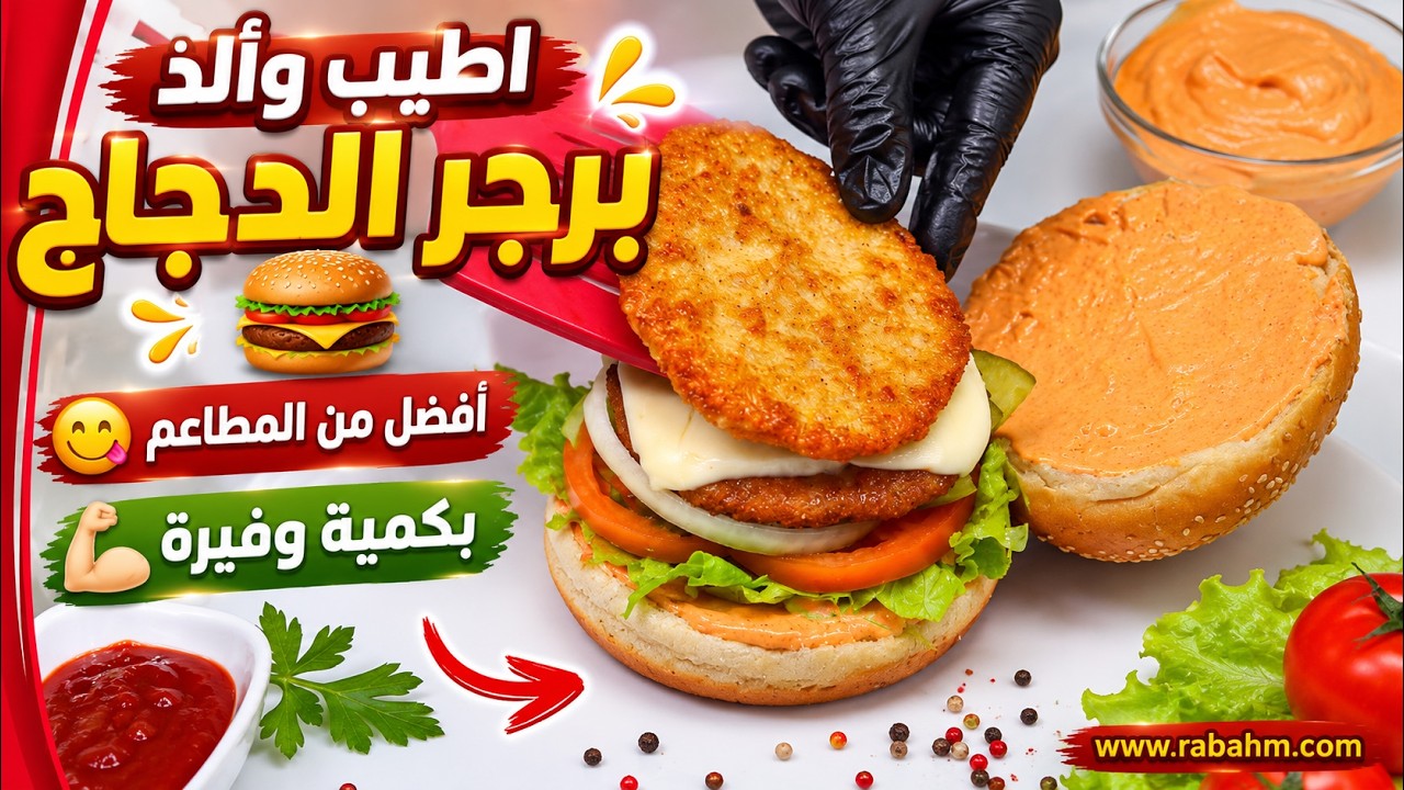 اطيب وألذ برجر الدجاج 🍔افضل من المطاعم 😋بكمية وفيرة 💪🏻 #برجر_دجاج مع رباح محمد💯