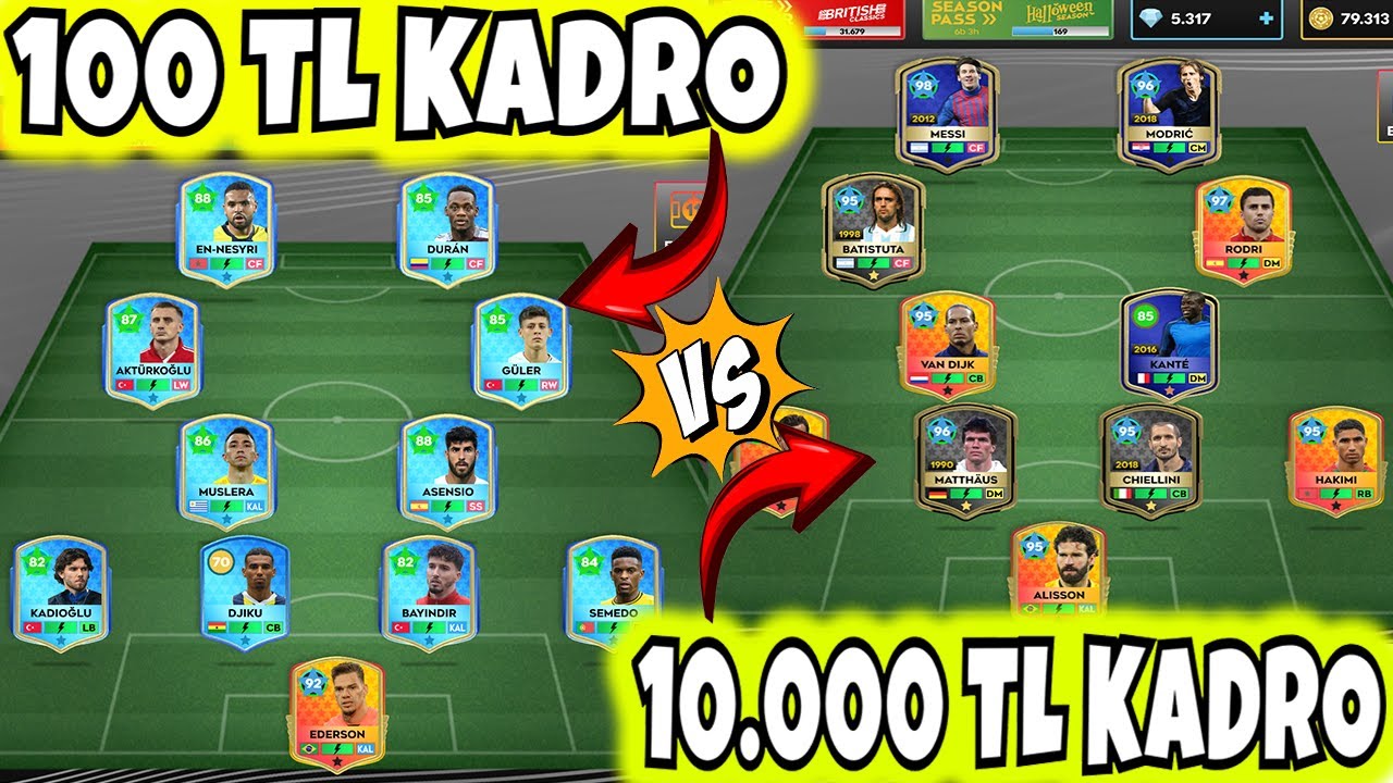DLS 25 - 100 TL LİK KARO vs 10.000 TL LİK KADRO - DREAM LEAGUE SOCCER 2025