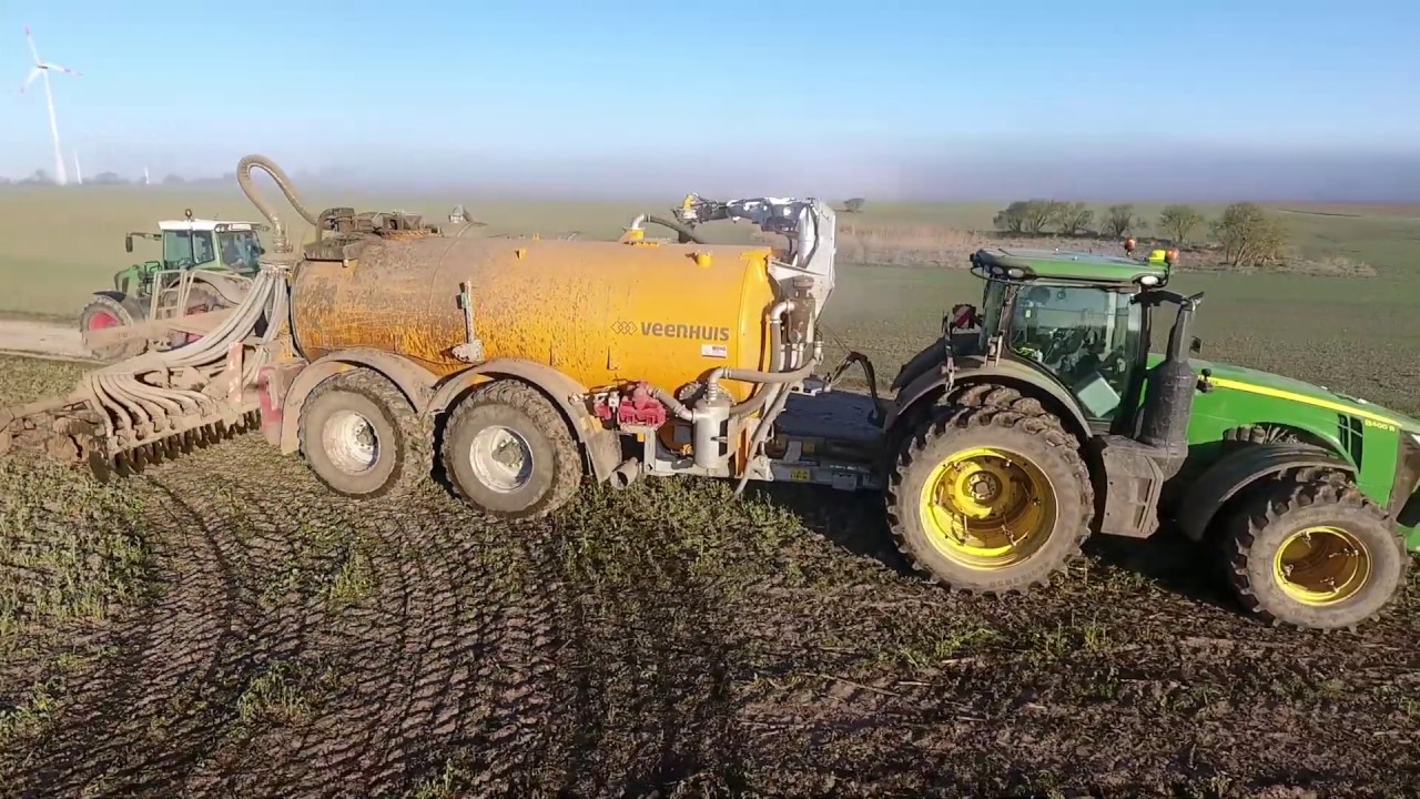 Gärrest ausbringen John Deere 8400R und Veenhuis Premium Integral 20m³