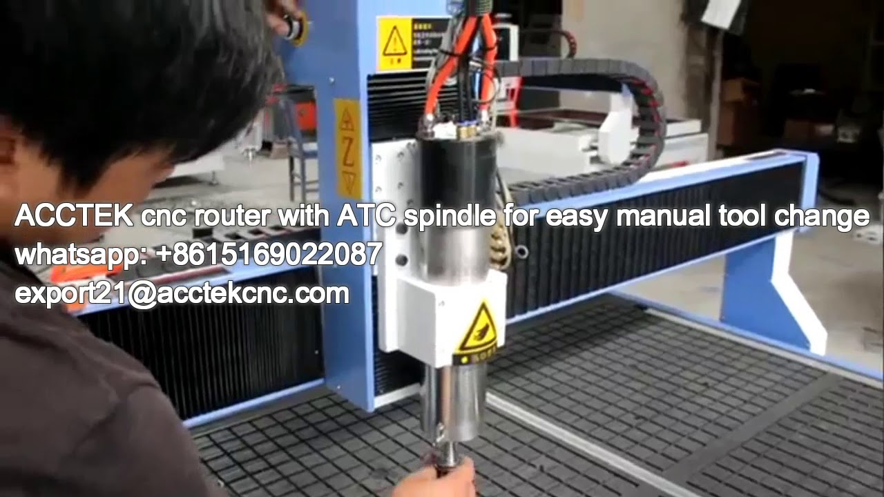 ACCTEK cnc router with ATC spindle for easy manual tool change