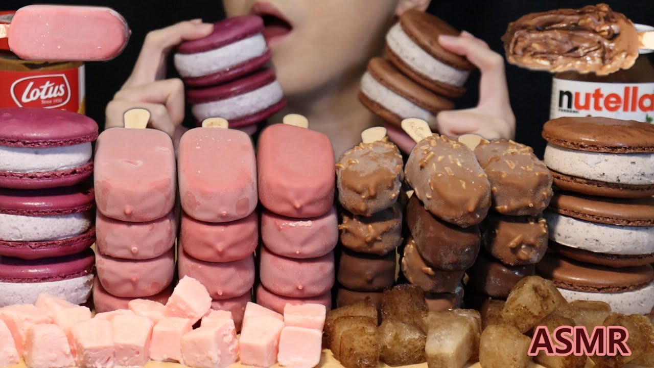 ASMR BLACKPINK MAGNUM NUTELLA LOTUS CHOCOLATE ICE CREAM DESSERT MUKBANG es krim sorveteアイスクリーム초콜릿먹방