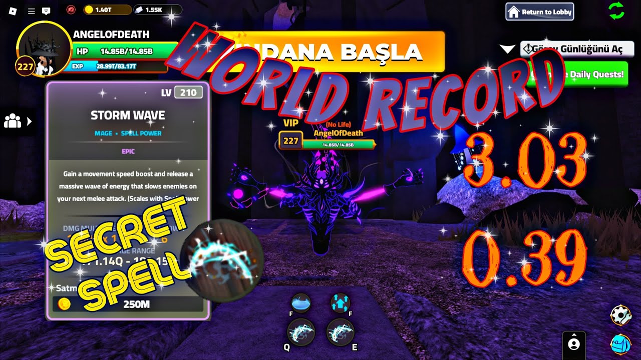 Dungeon Quest - Abyssal Void Hardcore (3.03) + Bonus Boss (0.39) Solo SPEED RUN with SECRET SPELL!?!