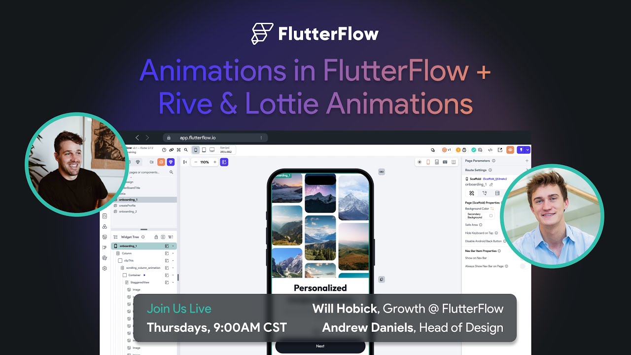 Native Animations x Lottie x Rive in FlutterFlow -- UI/UX Livestream
