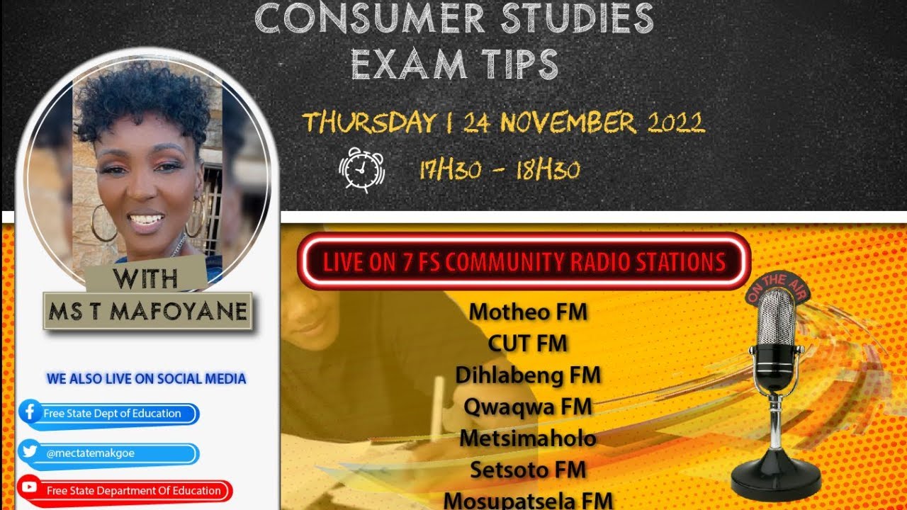 FREE STATE DEPARMENT OF EDUCATION CONSUMER STUDIES EXAM TIPS
