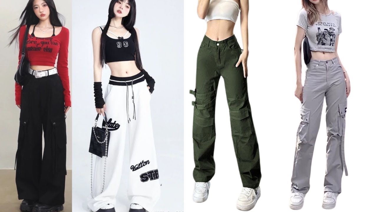 Aesthetic korean cargo pants outfits||💖types of cargo pants with SHIRTS🎀