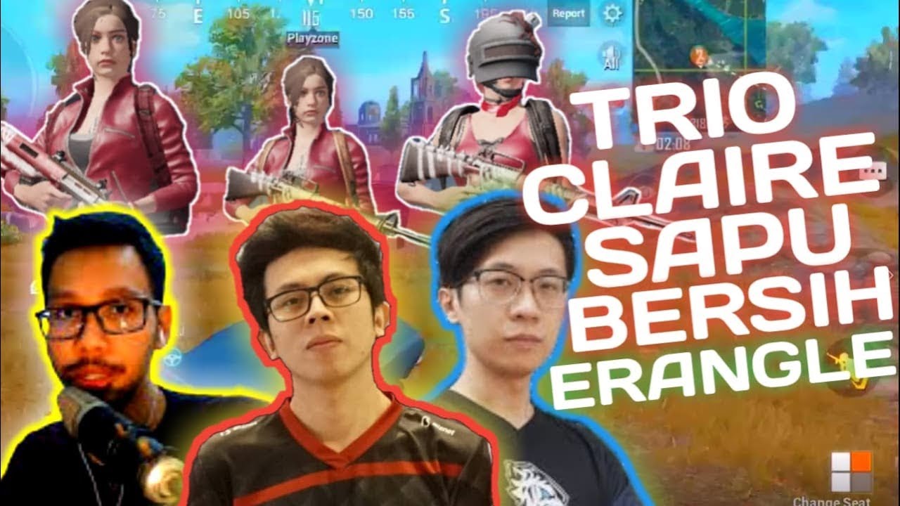 TRIO CLAIRE SAPU BERSIH ERANGLE !!! - PUBG MOBILE INDONESIA