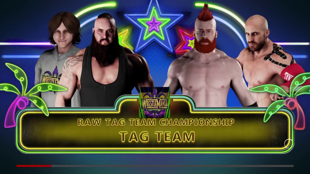 WWE 2K18 Braun Strowman,Nicholas VS Sheamus,Cesaro Elimination Tag Match Raw Tag Titles