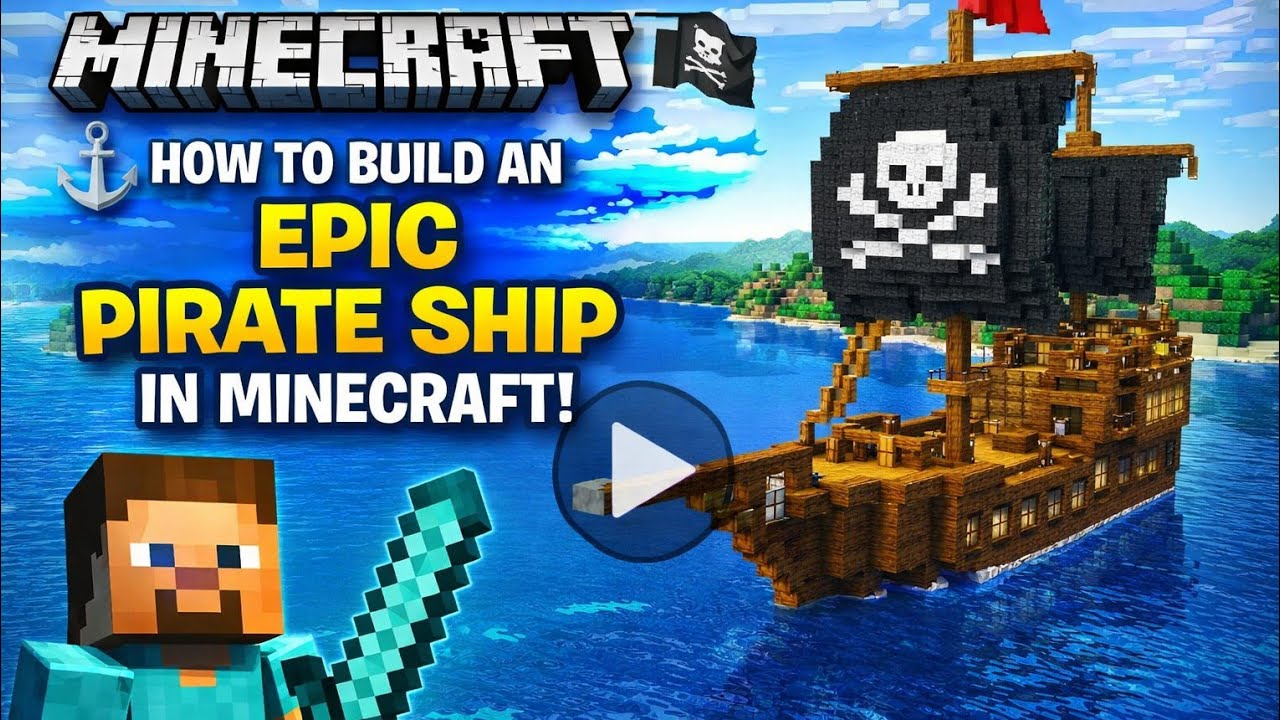 How to Build an EPIC Pirate Ship in Minecraft ⚓🏴‍☠️ | #minecraft #minecraftbuild #game