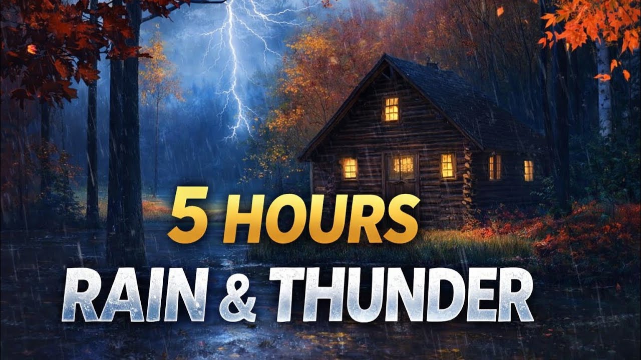 5 HOURS Rain & Thunder Storm at Cozy Cabin 🌧️⚡ Deep Sleep & Relaxing Nature Sounds