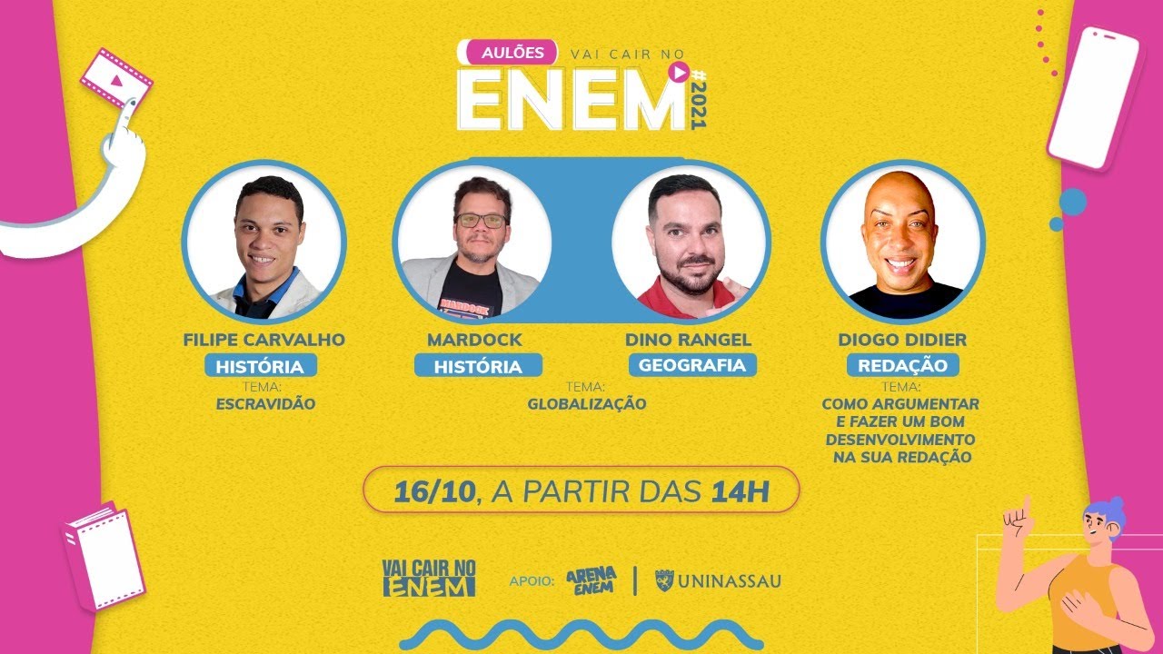Aulão de redação, geografia e história para o Enem 2021