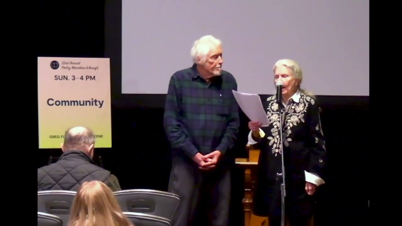 Susie Krause and Harvey Taylor at the 2026 Woodland Pattern Marathon